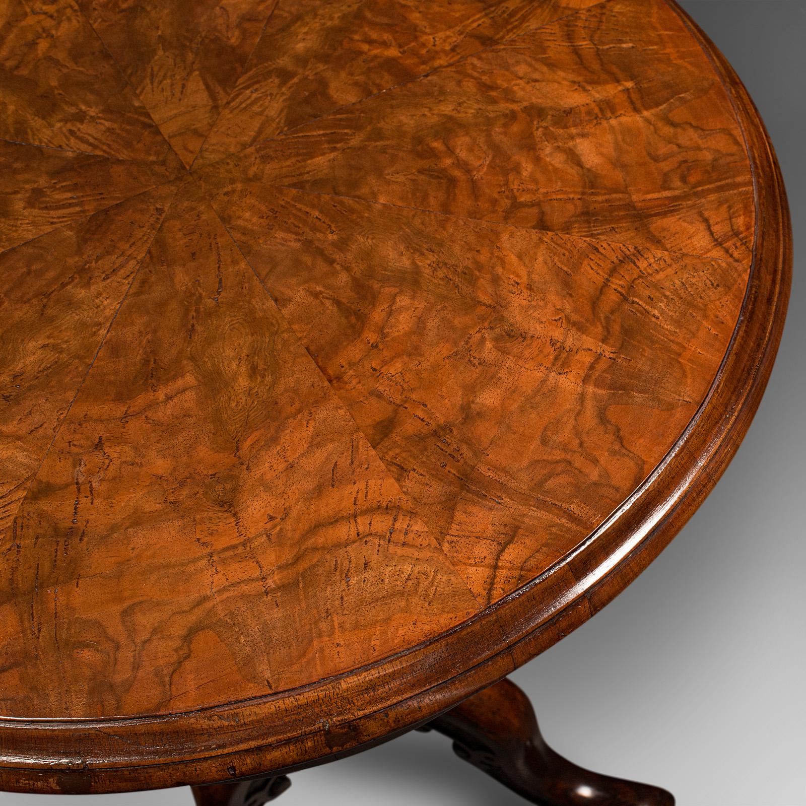 Antique Lamp Table, English Burr Walnut, Decorative, Occasional, Early Victorian For Sale 4