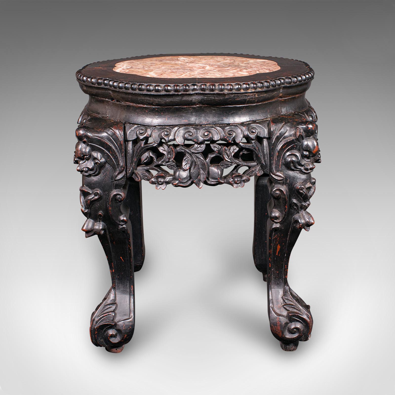 Early Victorian Antique Lamp Table, English, Ebonised, Occasional Stool, Wine Stand, Victorian For Sale