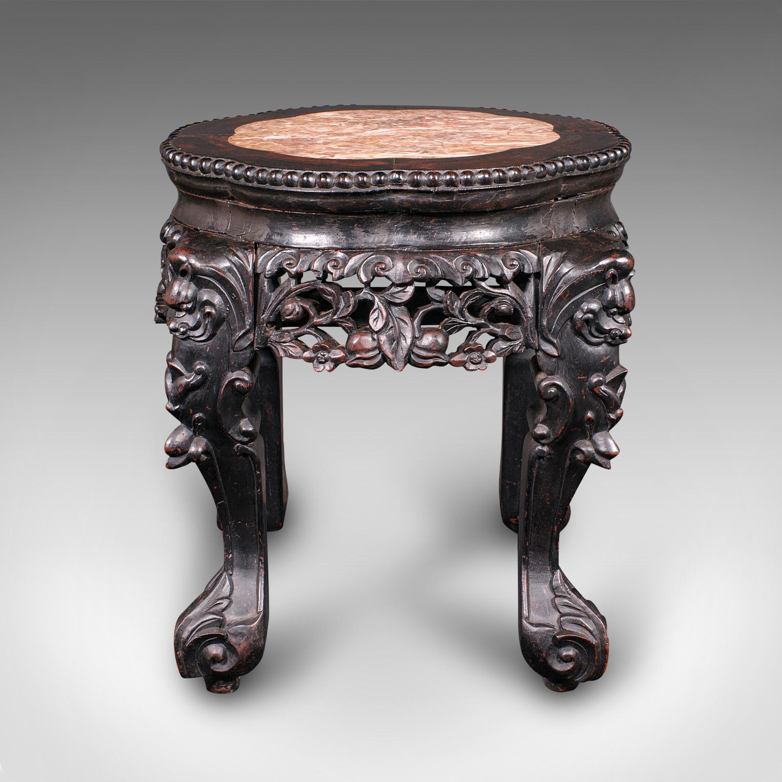 British Antique Lamp Table, English, Ebonised, Occasional Stool, Wine Stand, Victorian For Sale