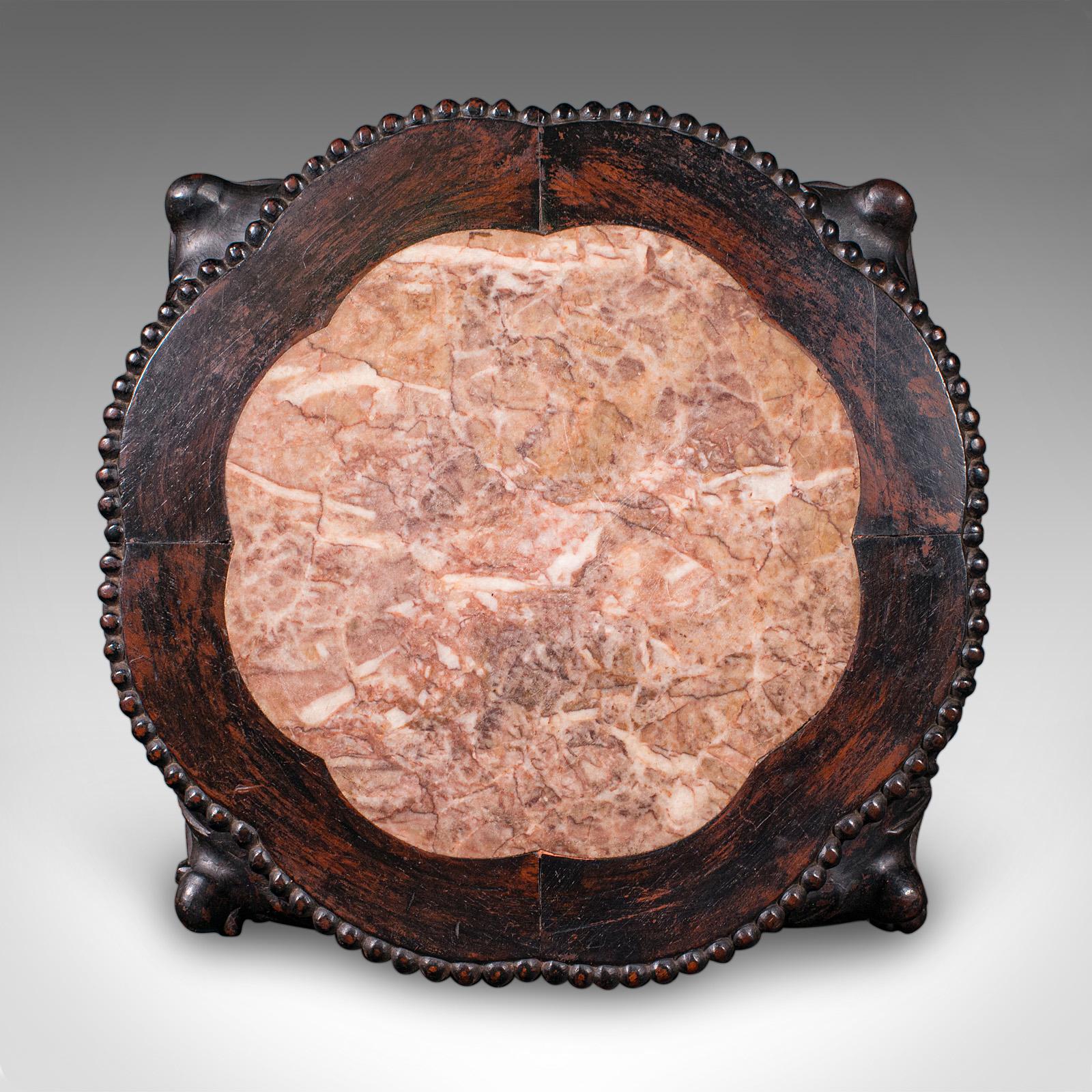 Marble Antique Lamp Table, English, Ebonised, Occasional Stool, Wine Stand, Victorian For Sale