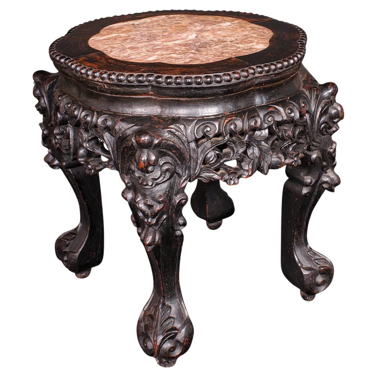 Antique Lamp Table, English, Ebonised, Occasional Stool, Wine Stand, Victorian For Sale