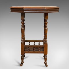 Antique Lamp Table, English, Walnut, Octagonal, Side, Games, Edwardian
