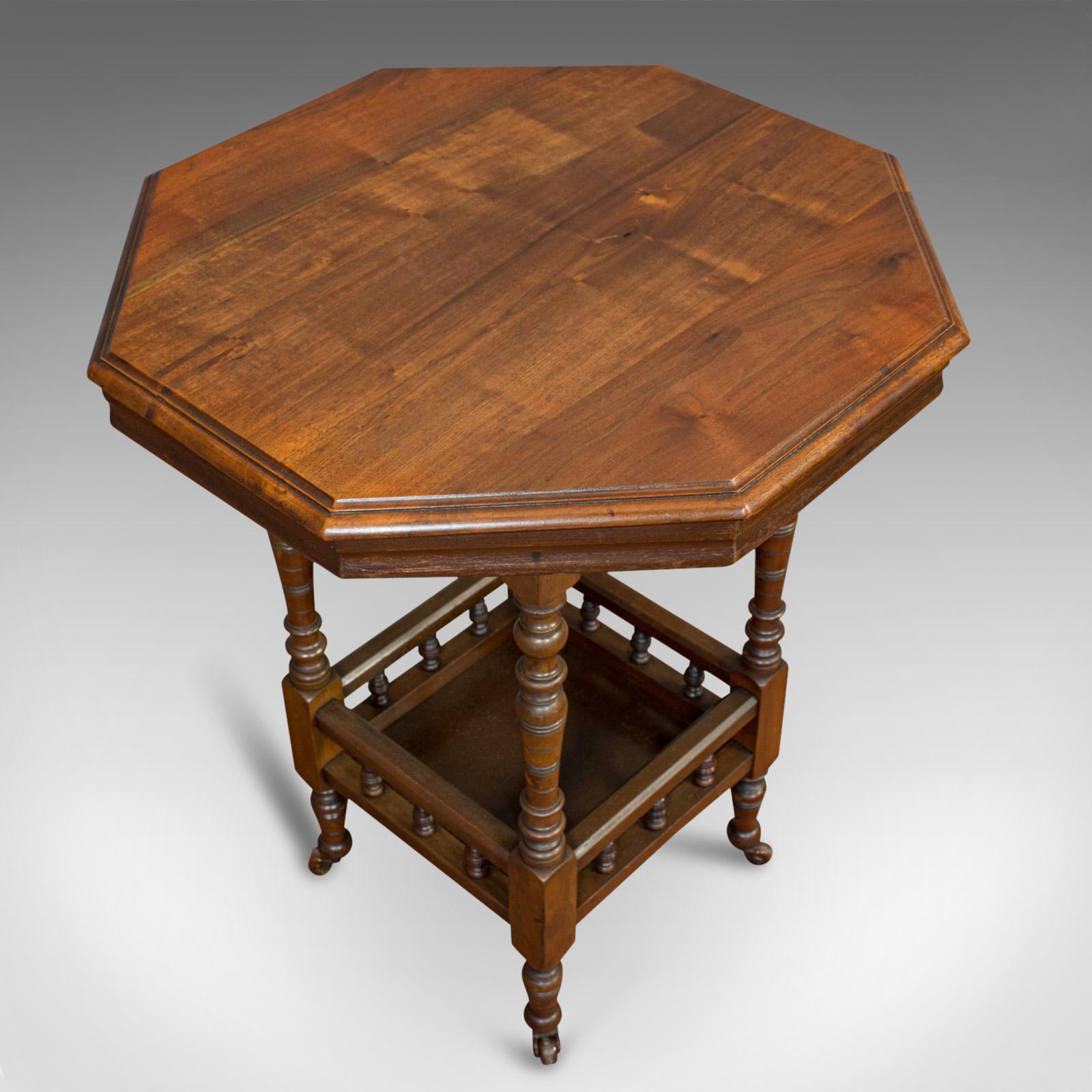 Antique Lamp Table, English, Walnut, Octagonal, Side, Games, Edwardian In Good Condition In Hele, Devon, GB