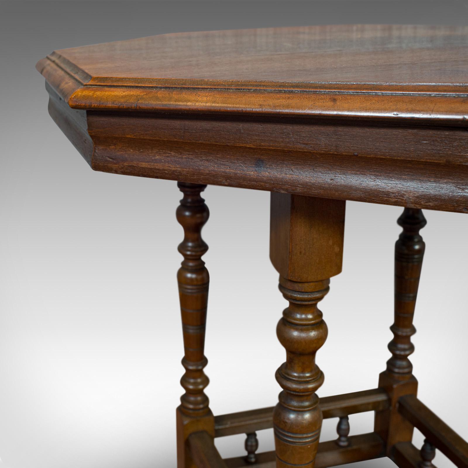Antique Lamp Table, English, Walnut, Octagonal, Side, Games, Edwardian 1