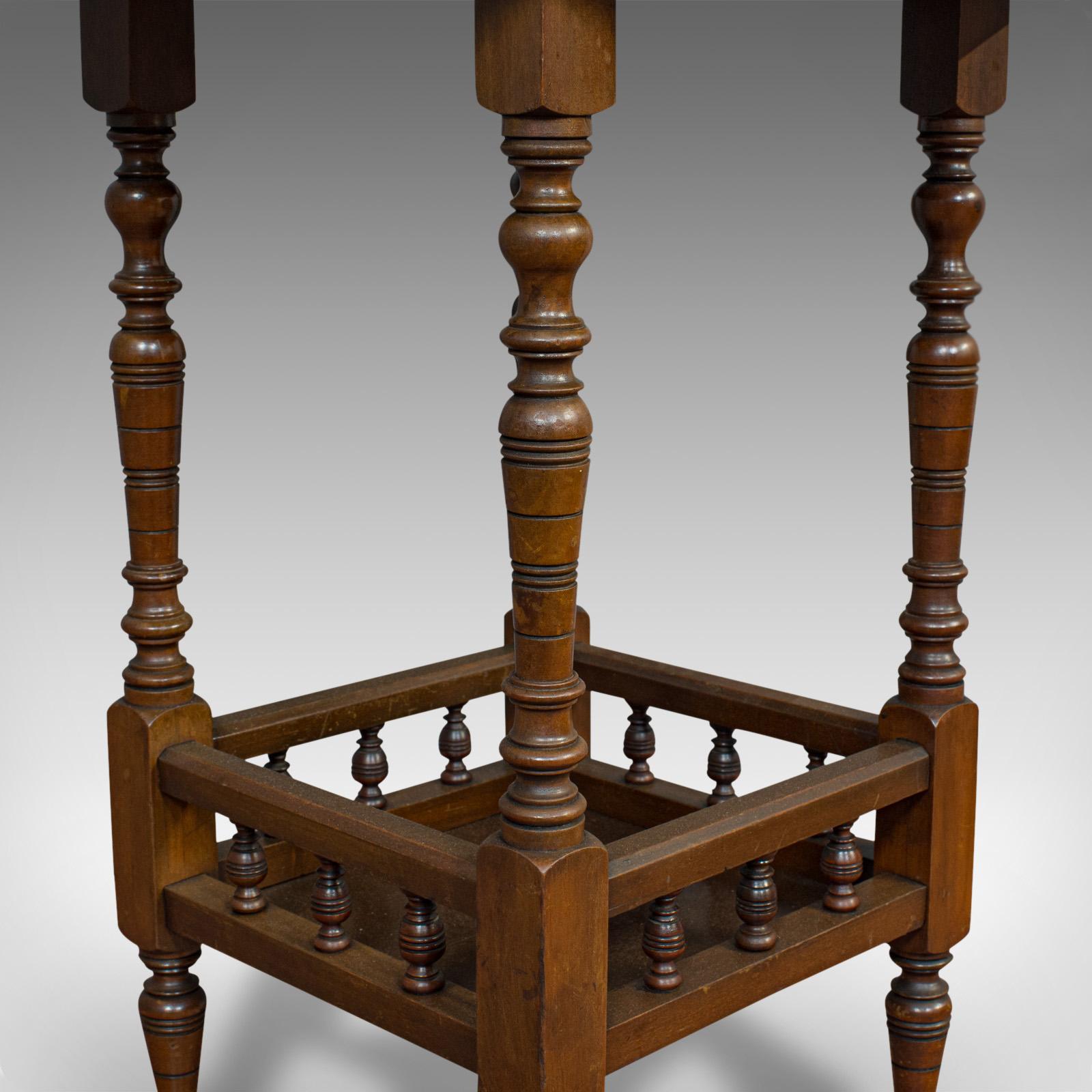 Antique Lamp Table, English, Walnut, Octagonal, Side, Games, Edwardian 2