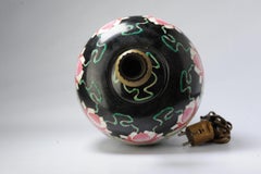 Antique Lamp Vase Chinese Porcelain Lotus Flowers, 19th/20th Century