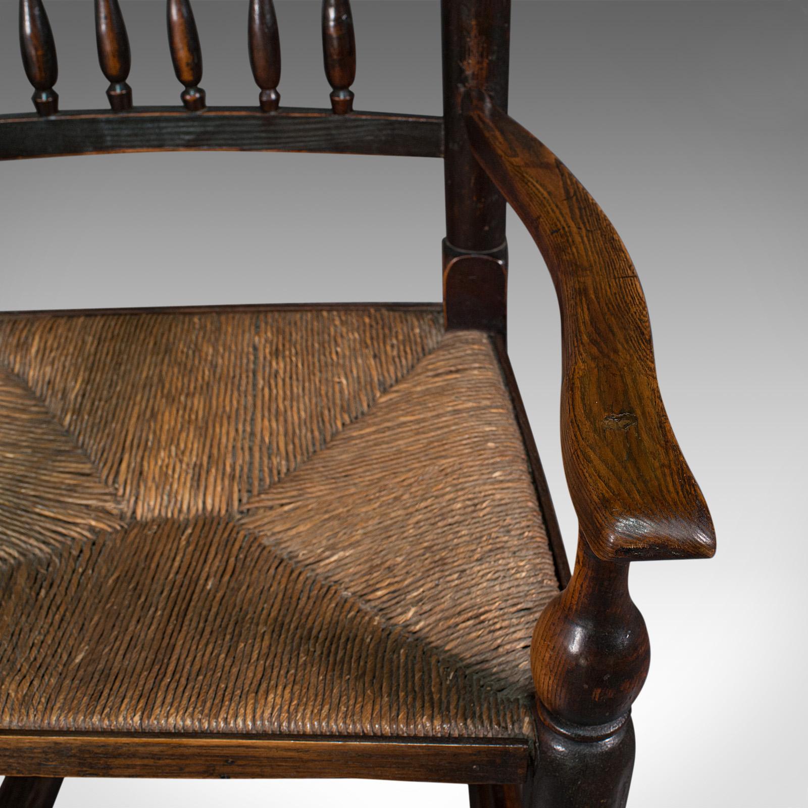 Antique Lancashire Rocking Chair, English, Ash, Spindle Back, Seat, Georgian 3