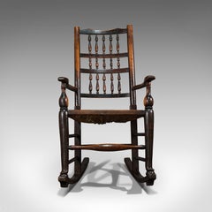 Antique Lancashire Rocking Chair, English, Ash, Spindle Back, Seat, Georgian