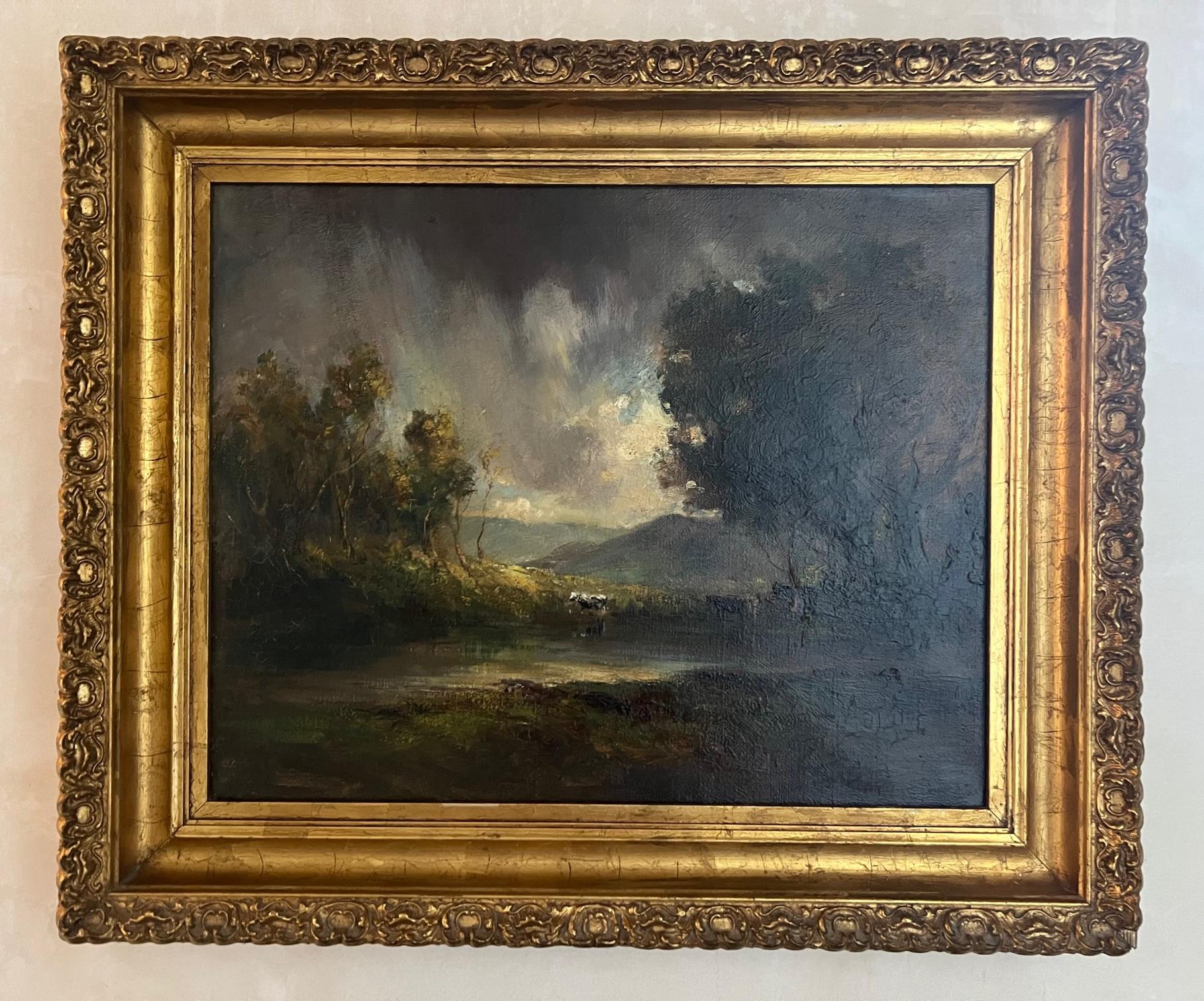 Antique Landscape Oil Painting by James Martin Griffin For Sale 4