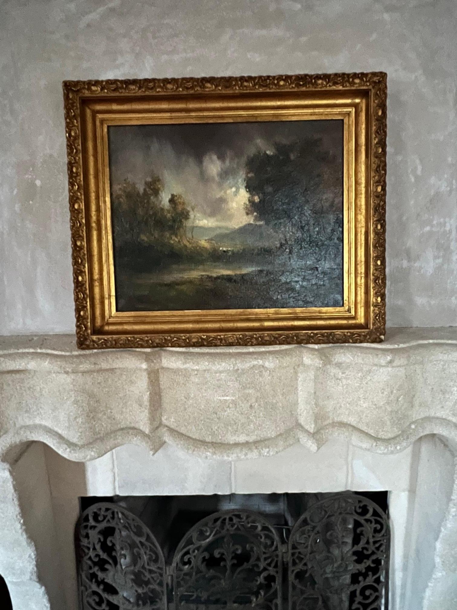 Victorian Antique Landscape Oil Painting by James Martin Griffin For Sale