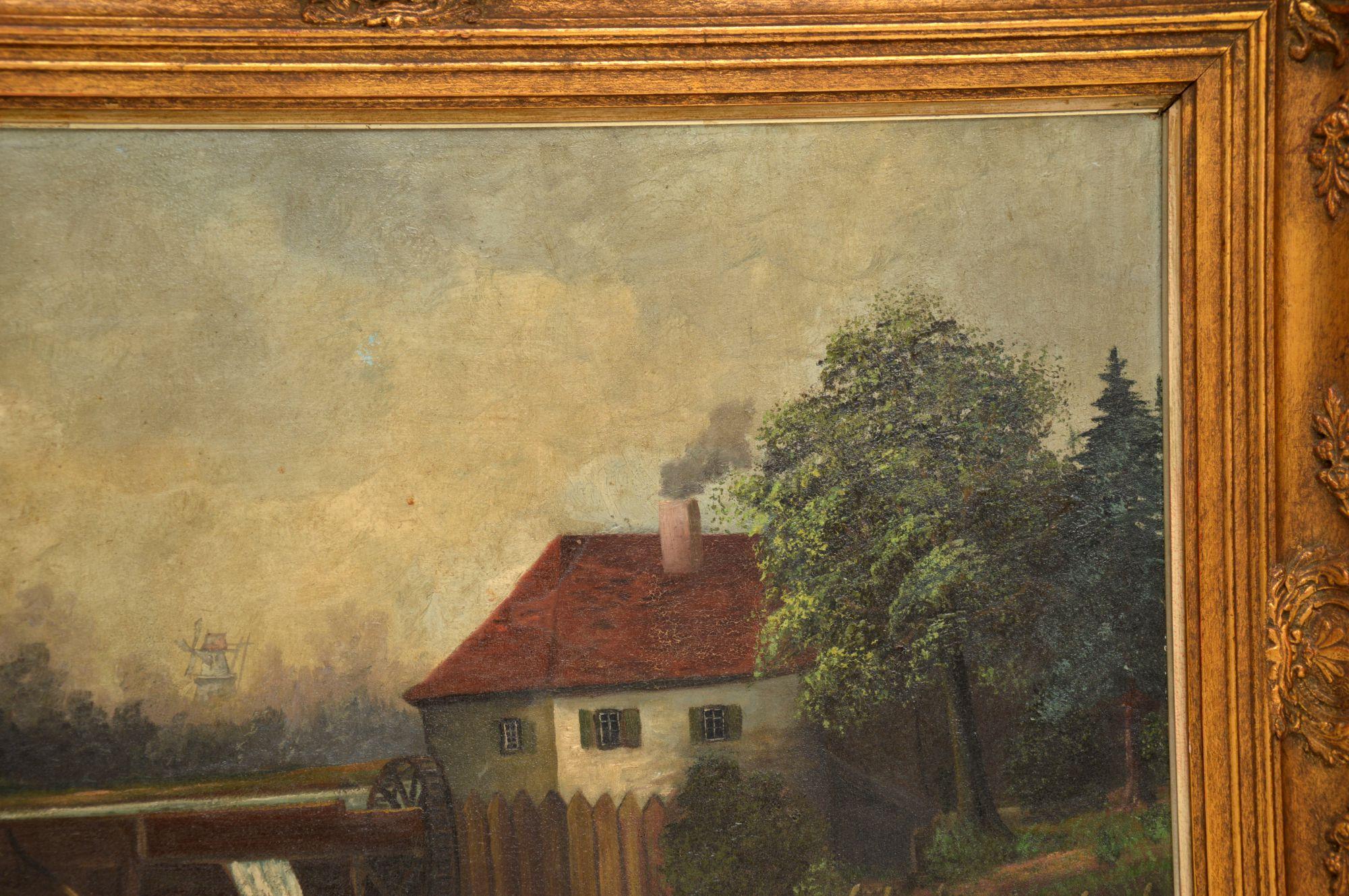 German Antique Landscape Oil Painting For Sale