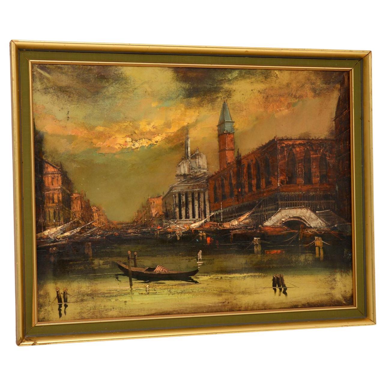 Peinture à l'huile ancienne de paysage signée « Liner » en vente