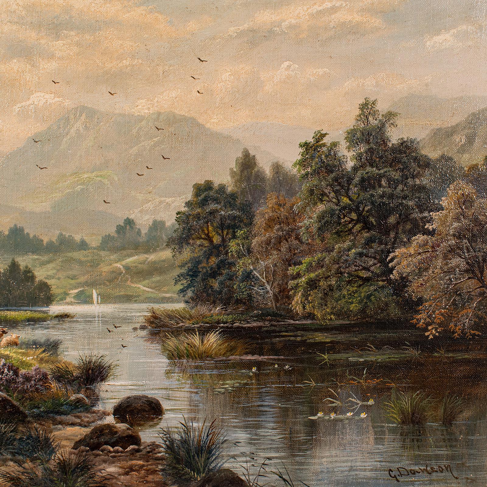19th Century Antique Landscape Painting, British School, Original, Oil on Canvas, Victorian
