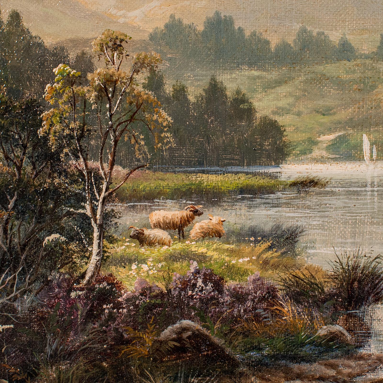 Antique Landscape Painting, British School, Original, Oil on Canvas, Victorian 1