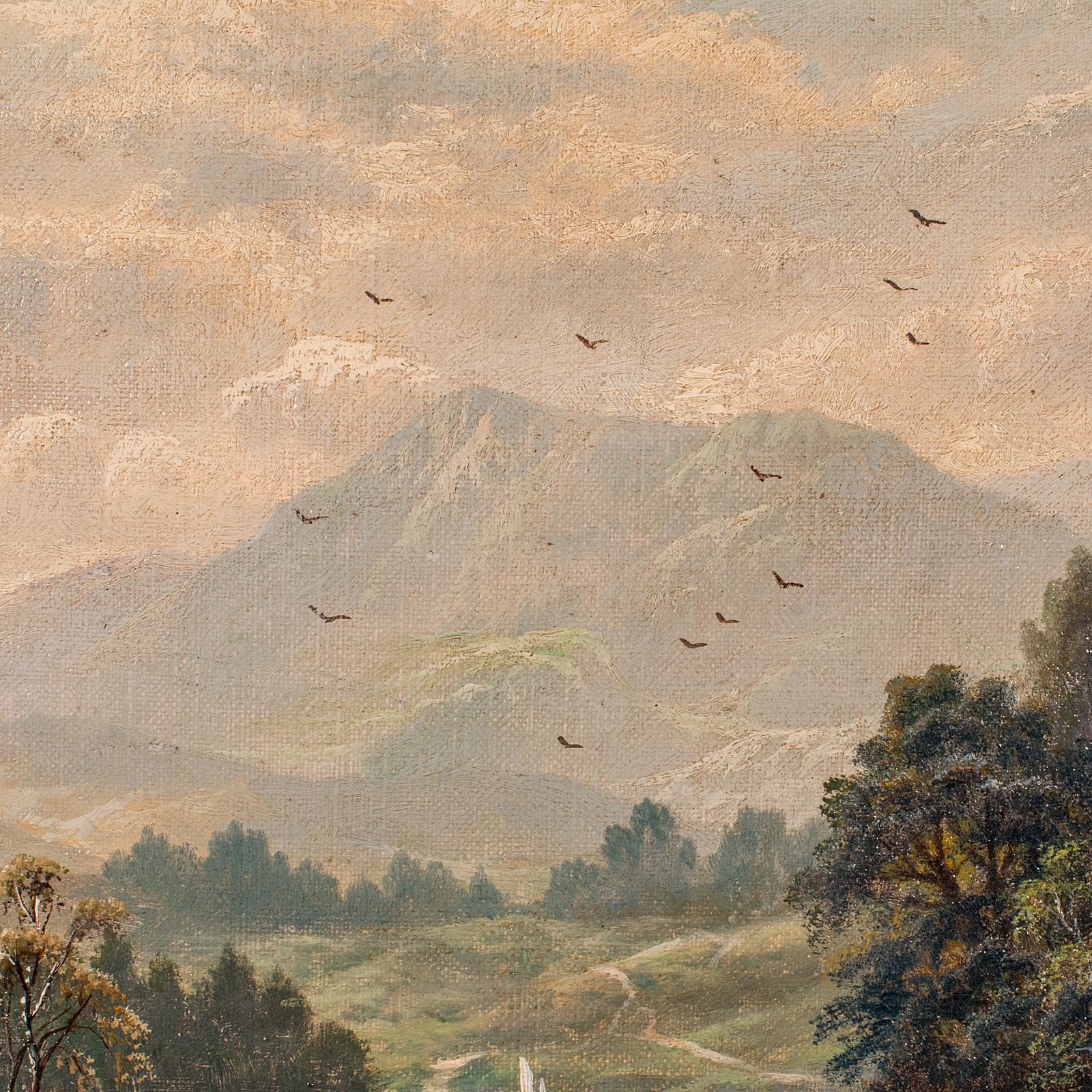 Antique Landscape Painting, British School, Original, Oil on Canvas, Victorian 2