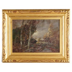 Antique Landscape Painting of Forest Interior by John Semon, Signed, circa 1900