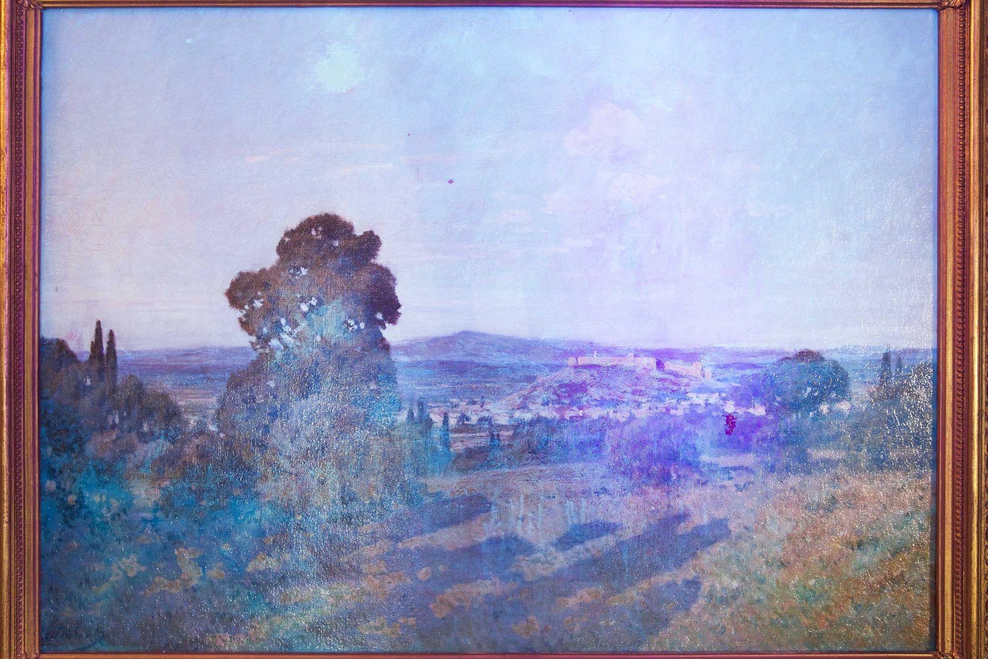 Peinture ancienne d'un paysage de Provence, France par Léon Joubert en vente 3