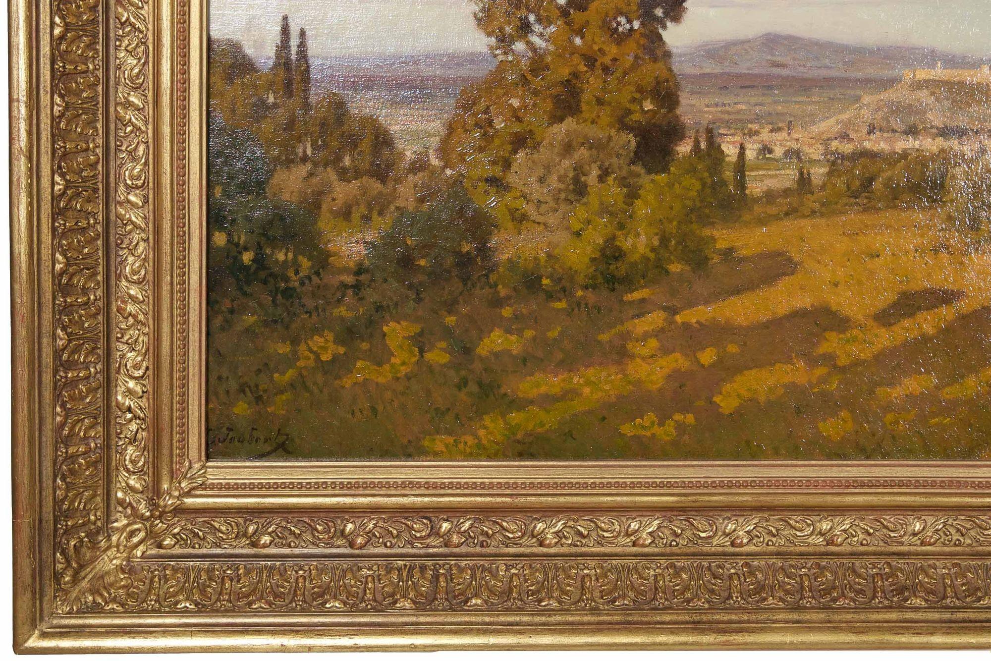 Antique Landscape Painting of Provence, France by Léon Joubert For Sale 7