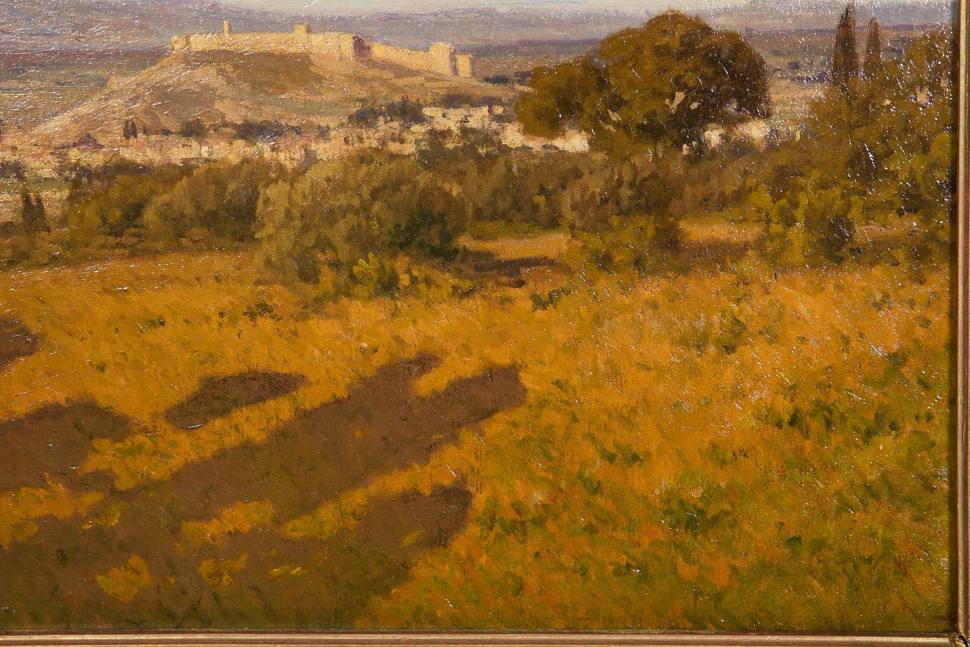 XIX secolo Antique Landscape Painting of Provence, France by Léon Joubert in vendita