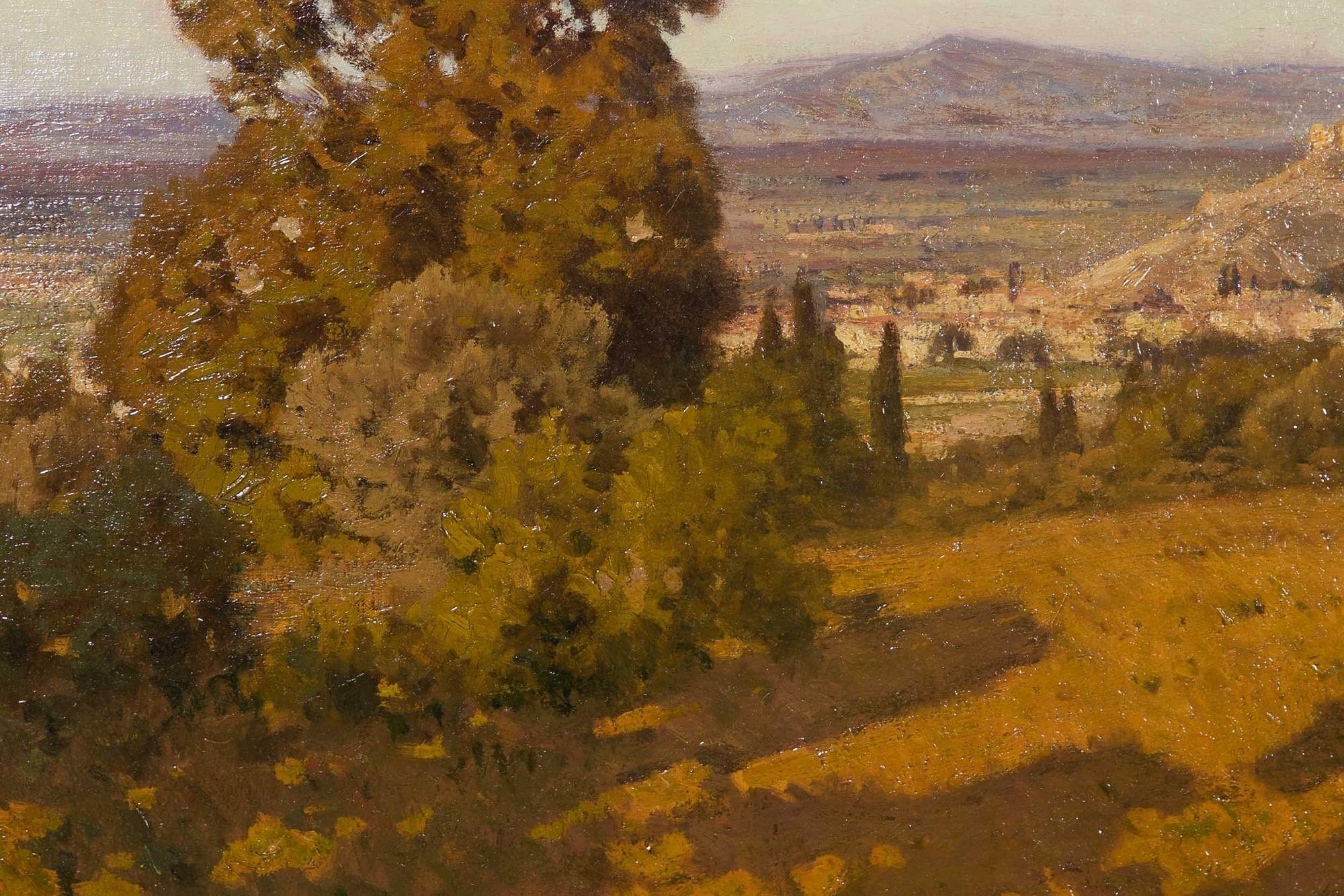 XIXe siècle Peinture ancienne d'un paysage de Provence, France par Léon Joubert en vente