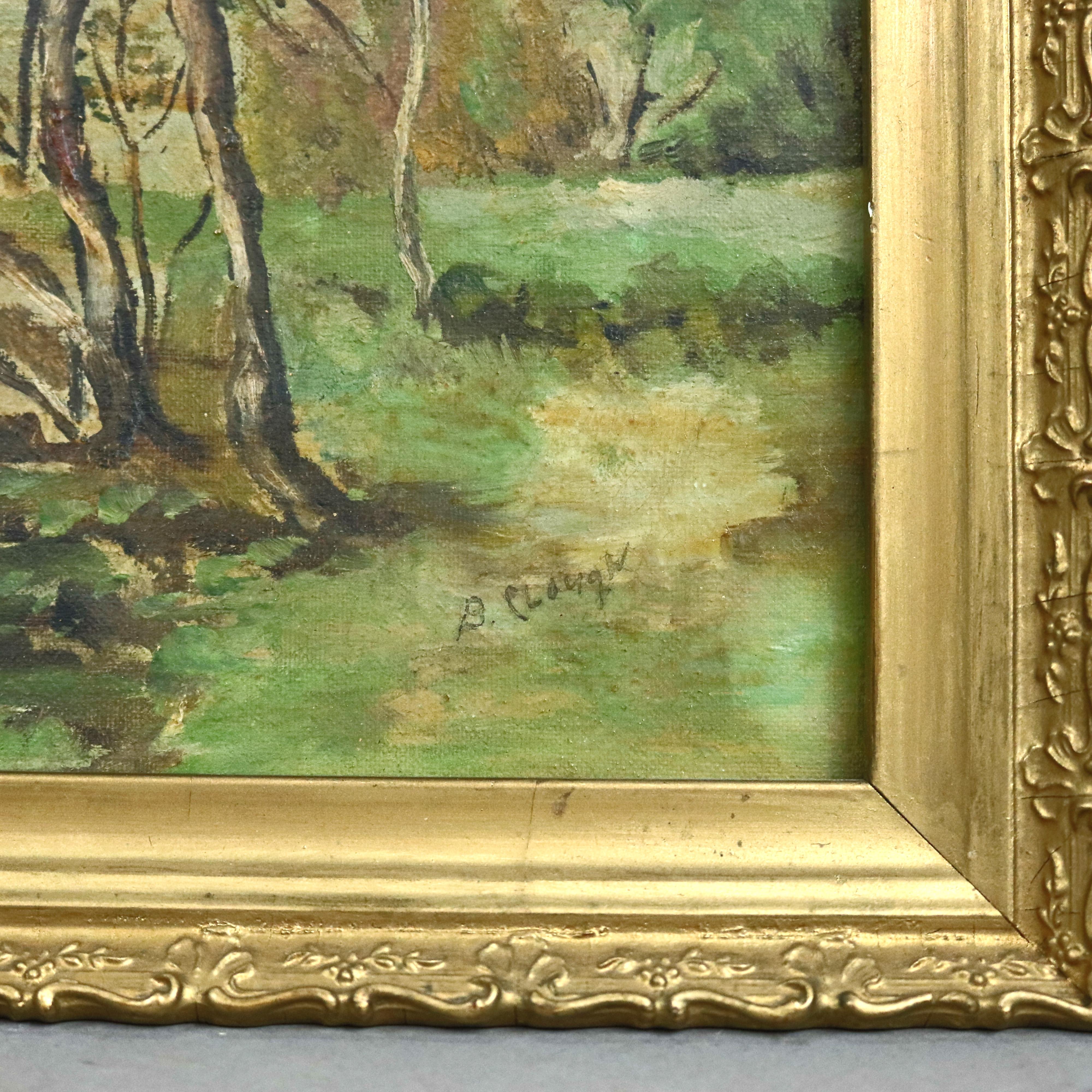 Antique Landscape Painting of River Signed Plough, c1880’s 1