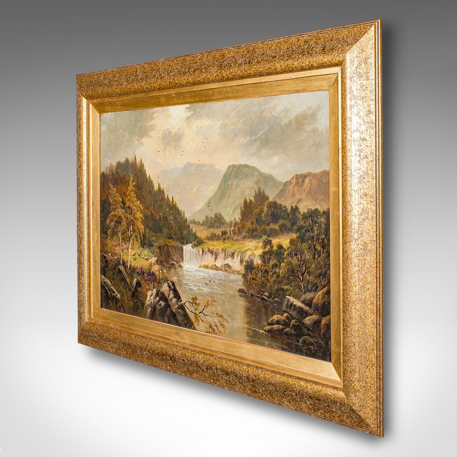 Late Victorian Antique Landscape Painting, Original, British School, Oil On Canvas, Victorian For Sale