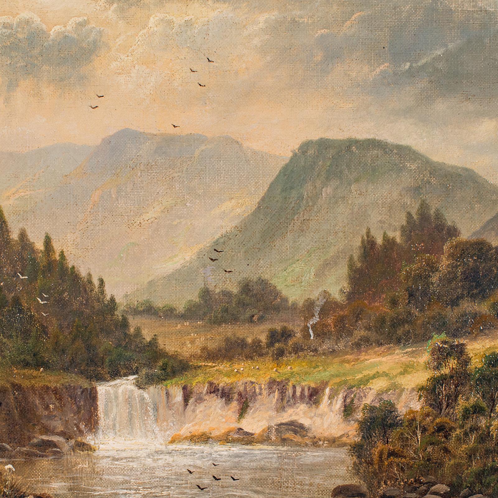 Britannico Pittura antica di paesaggio, Originale, British School, Olio su tela, Vittoriano in vendita