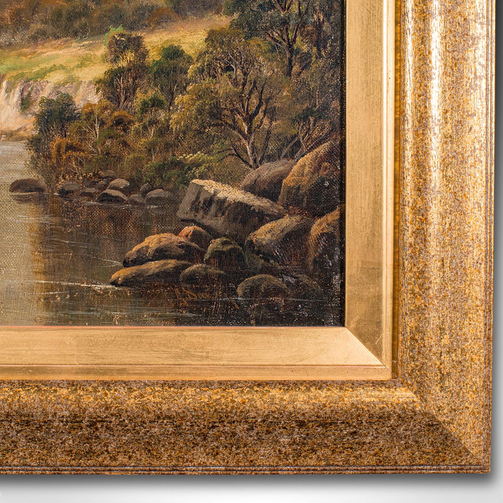 Pittura antica di paesaggio, Originale, British School, Olio su tela, Vittoriano in vendita 1