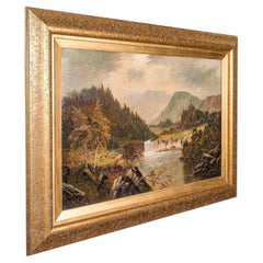 Peinture de paysage ancienne d'origine, école britannique, huile sur toile, victorienne