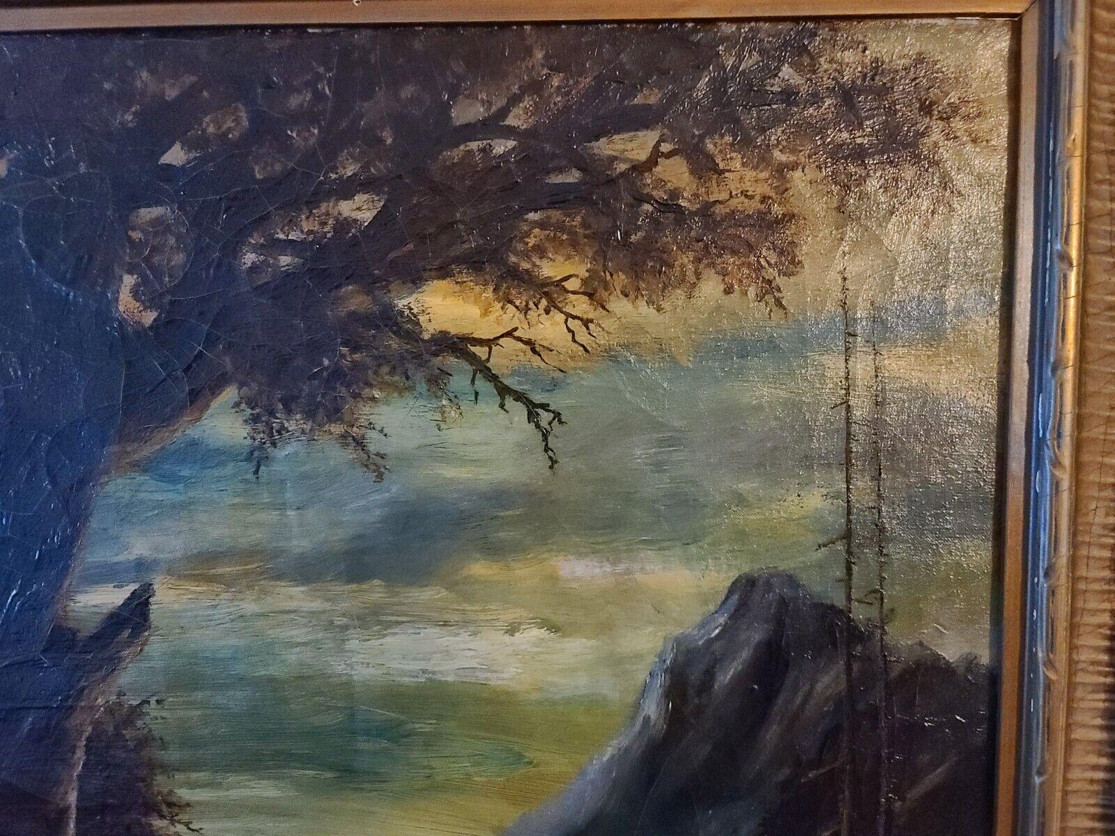 Antique Landscape Painting Signed 1921 In Good Condition For Sale In Lake Worth, FL