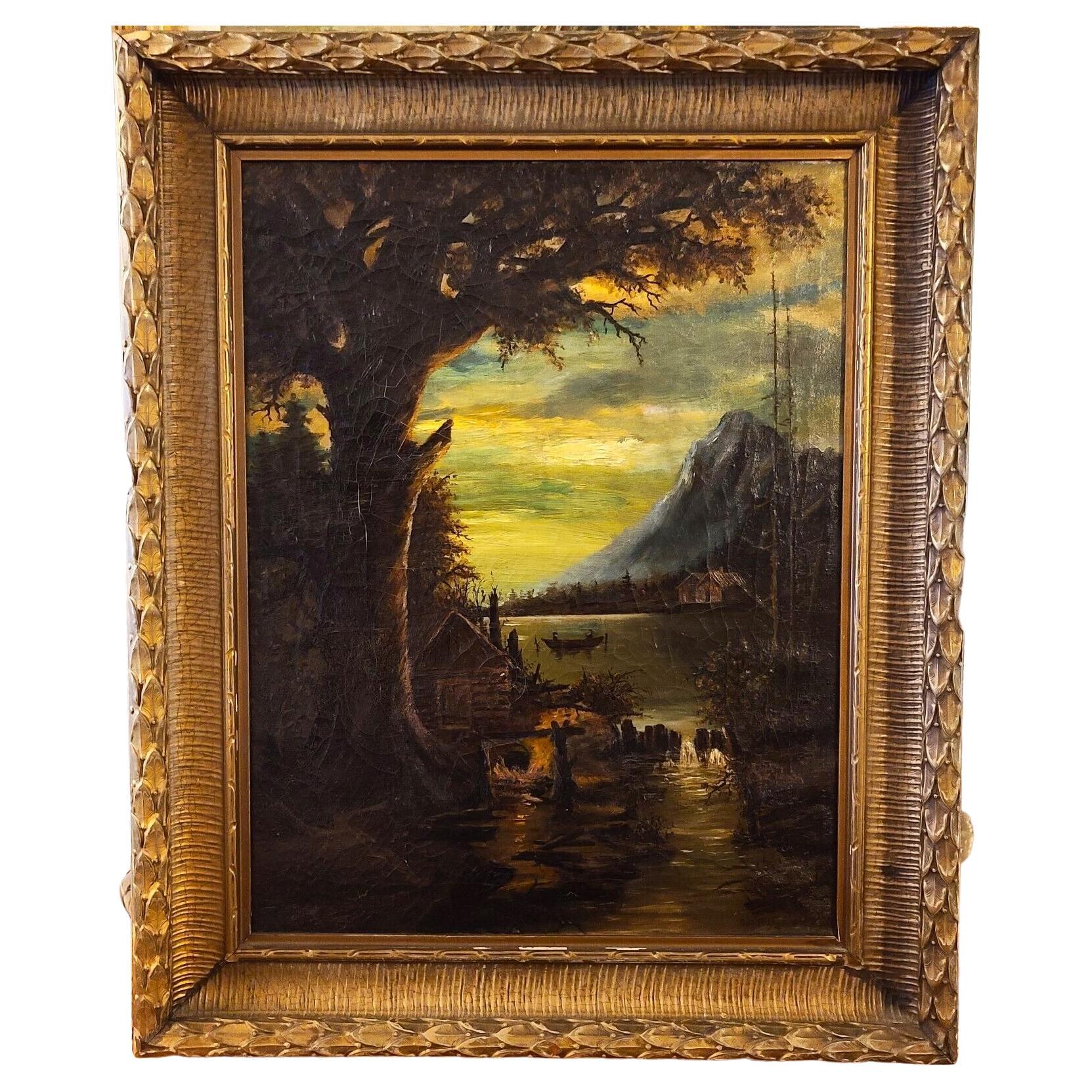Antique Landscape Painting Signed 1921 For Sale