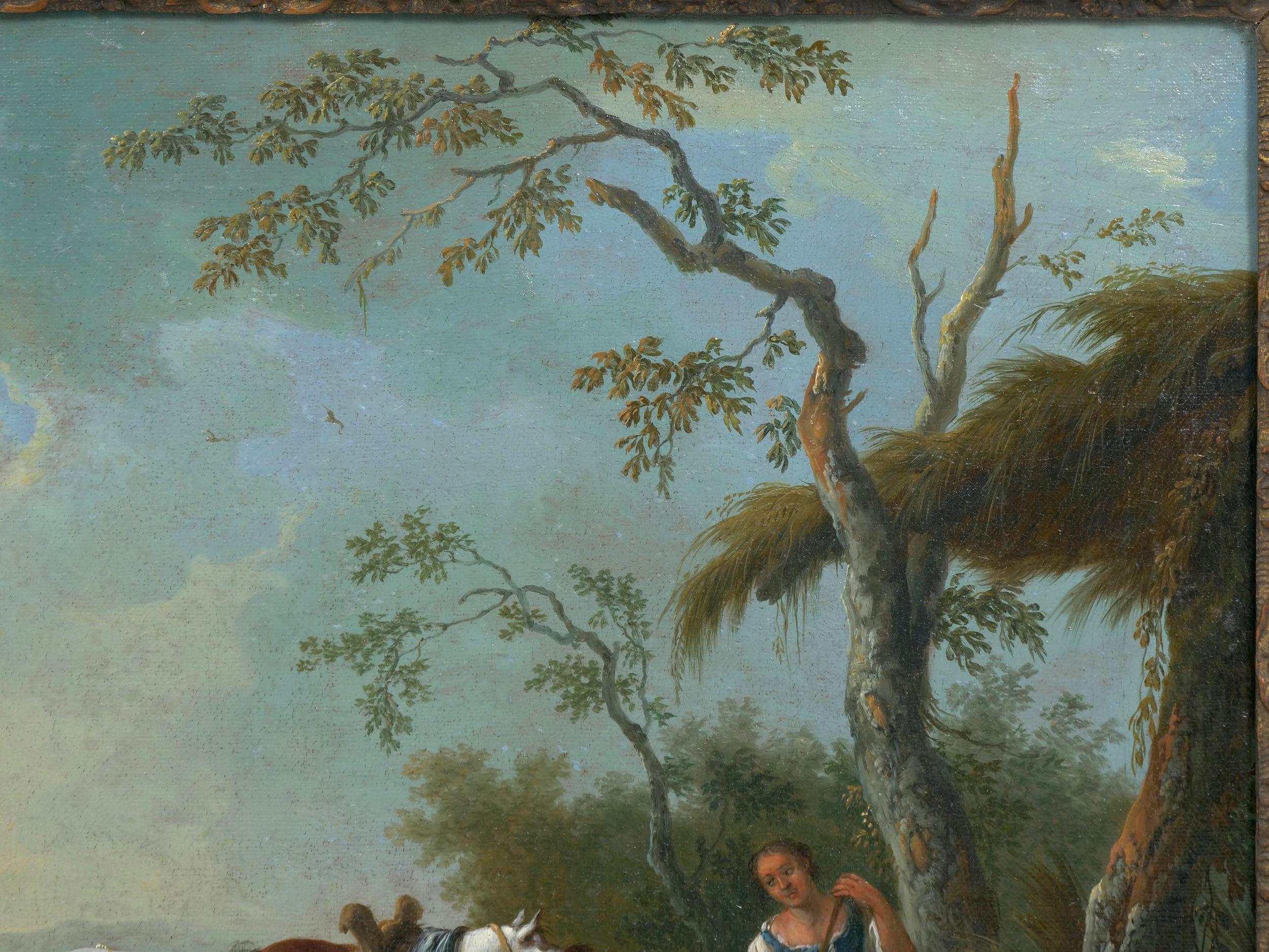 Paire de peintures de paysages antiques attribuées à Pieter van Bloemen, 18ème siècle en vente 3
