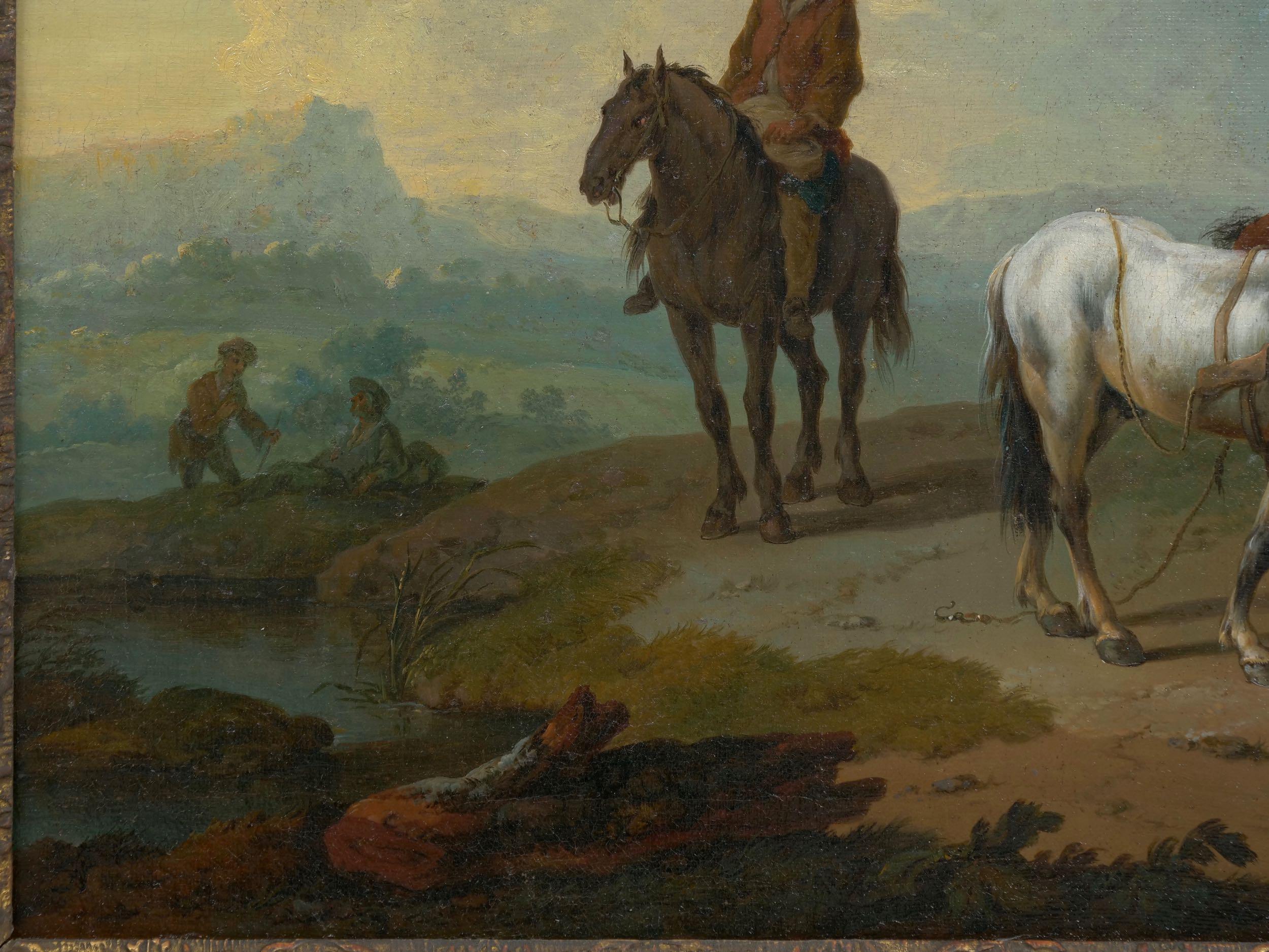 Paire de peintures de paysages antiques attribuées à Pieter van Bloemen, 18ème siècle en vente 5