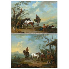 Antique Landscape Paintings Attributed to Pieter van Bloemen, 18th Century, Pair