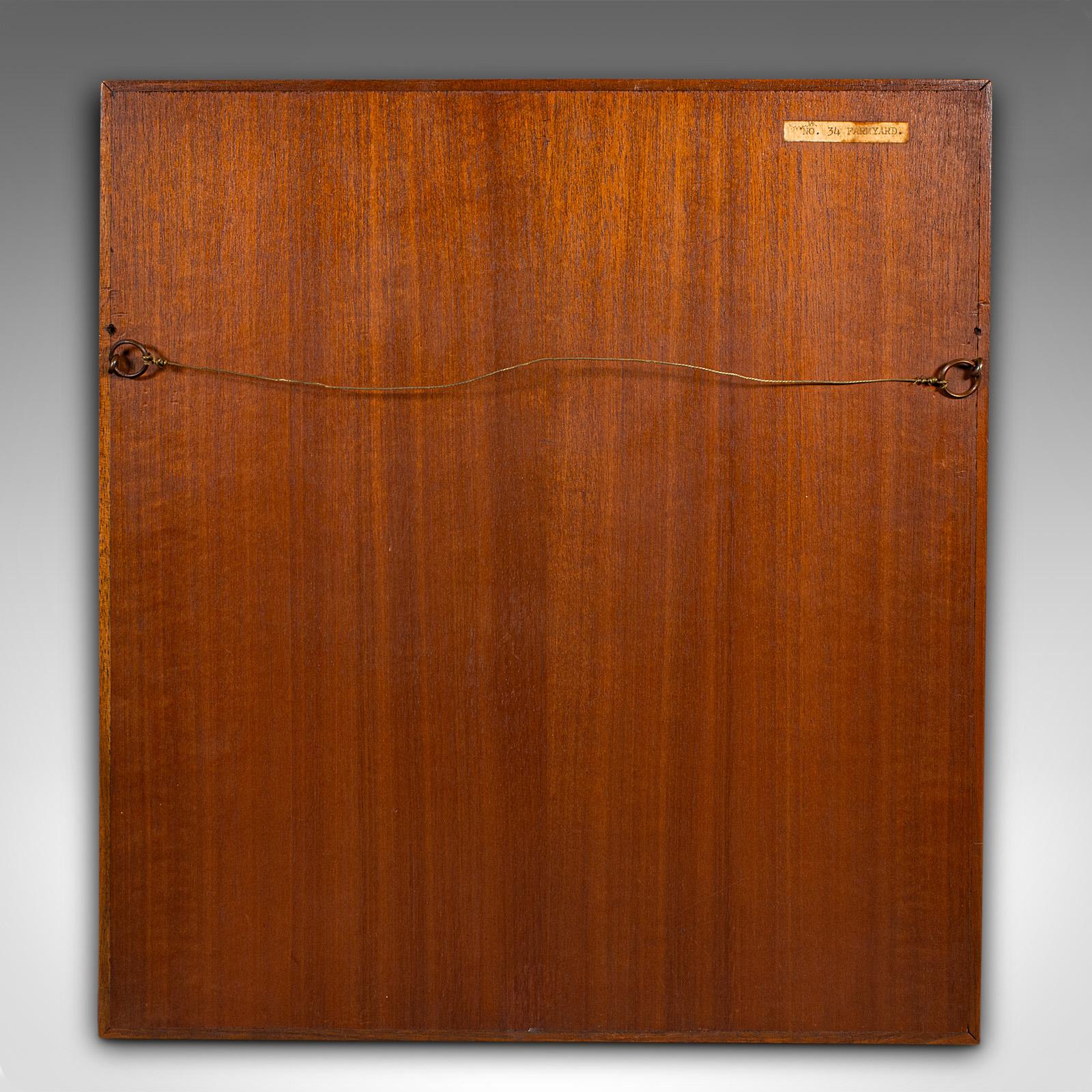 Antiguo Panel de Paisaje, Inglés, Marquetería, Escena de Granja, Eduardiano, C.1910 Madera en venta