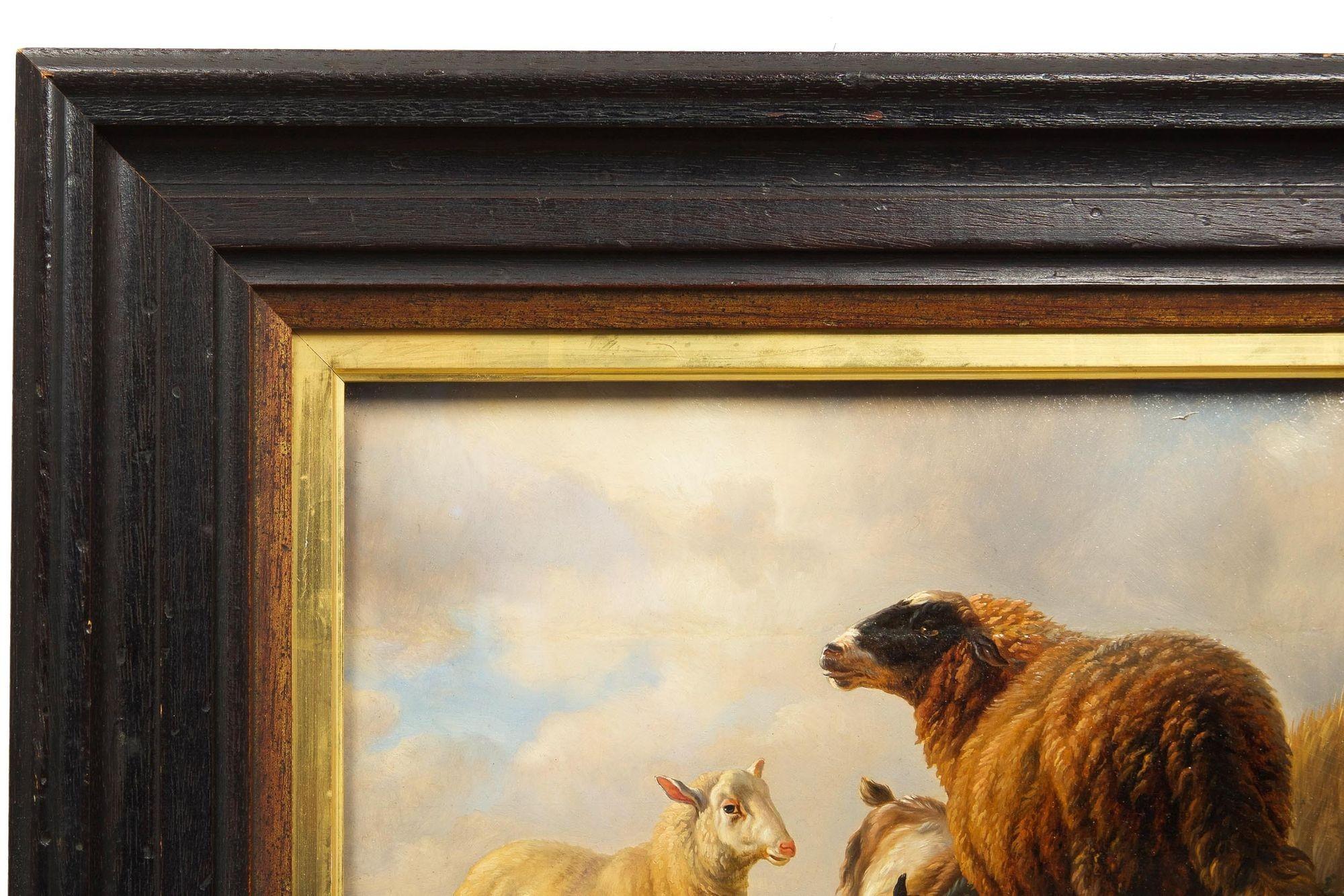 Antique Landscape “Sheep and Goats” by Eugene Verboeckhoven circa 1859 For Sale 6