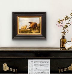 Antique Landscape “Sheep and Goats” by Eugene Verboeckhoven circa 1859