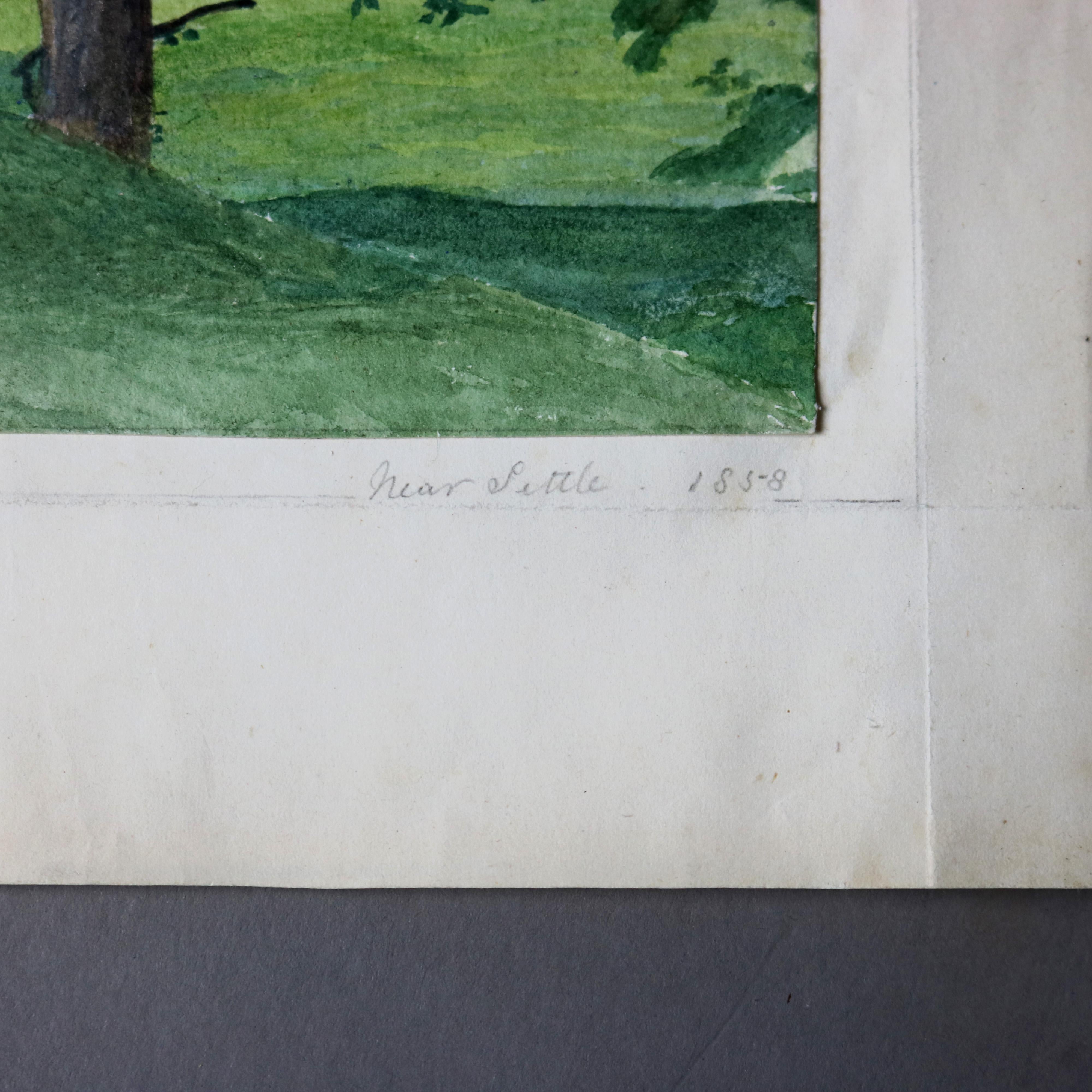 Antico dipinto ad acquerello di paesaggio firmato da Alfred Cooper C1858 1
