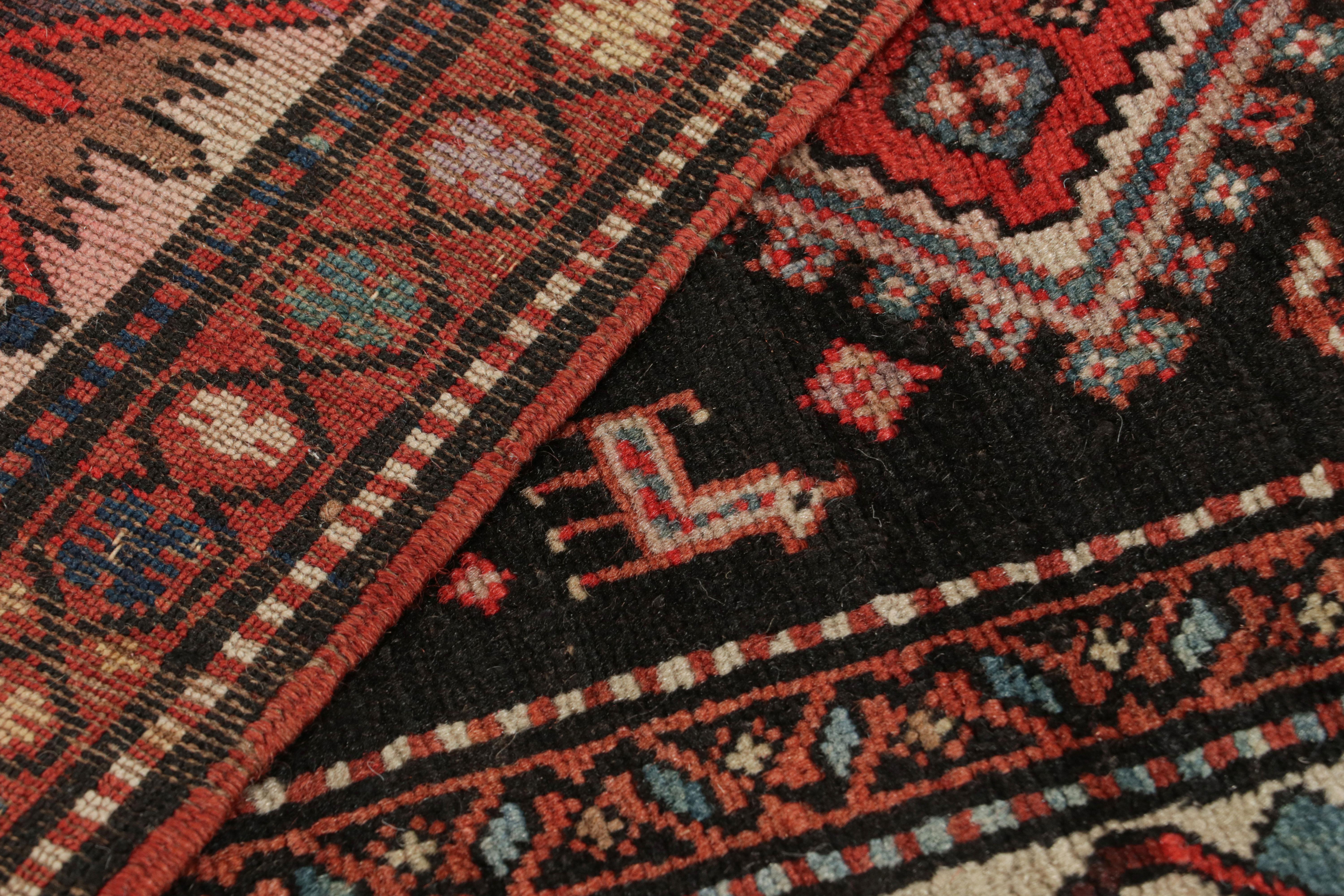 Antique Lankeran Red, Black and Beige Wool Rug by Rug & Kilim For Sale 1