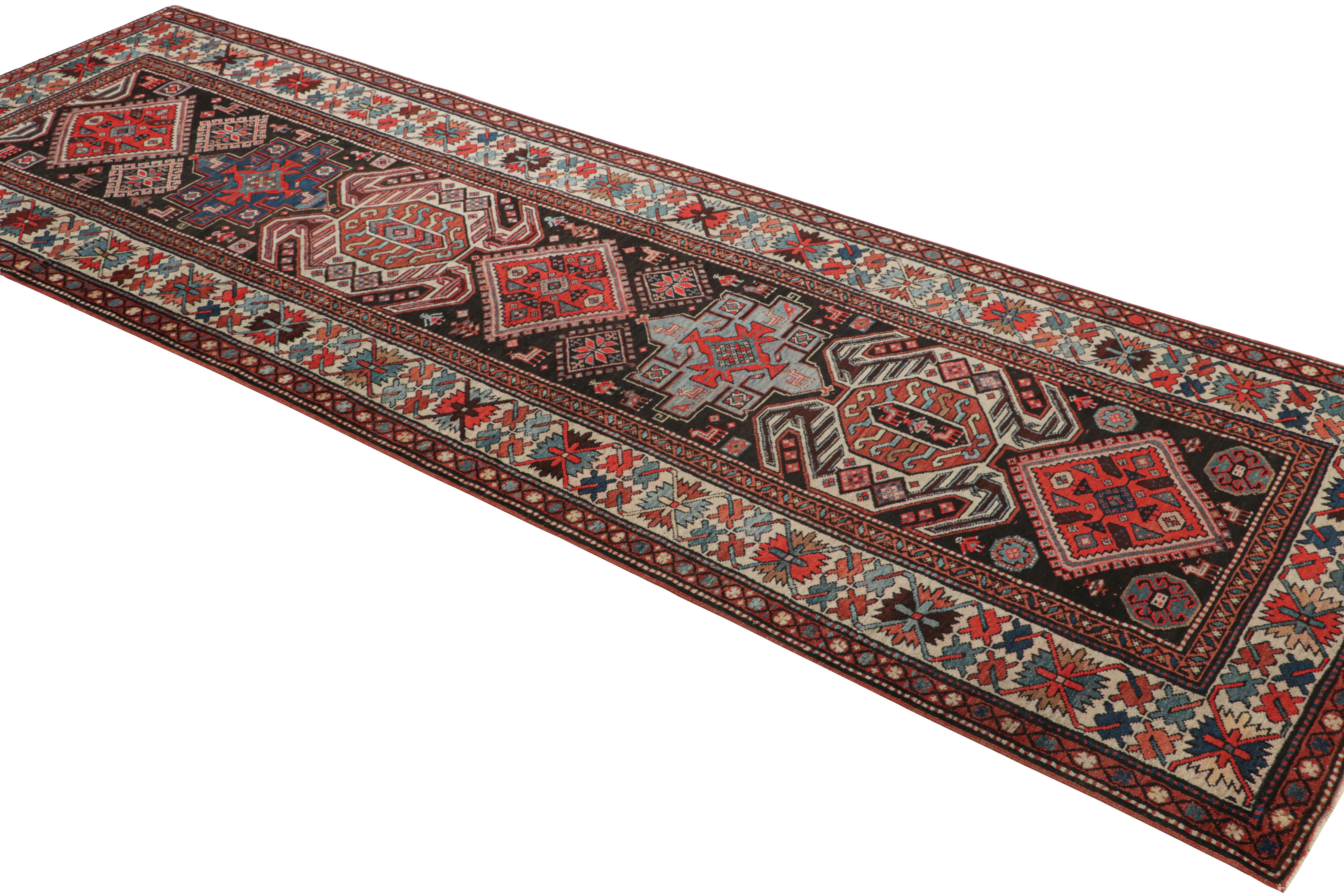 Hand-Knotted Antique Lankeran Red, Black and Beige Wool Rug by Rug & Kilim For Sale