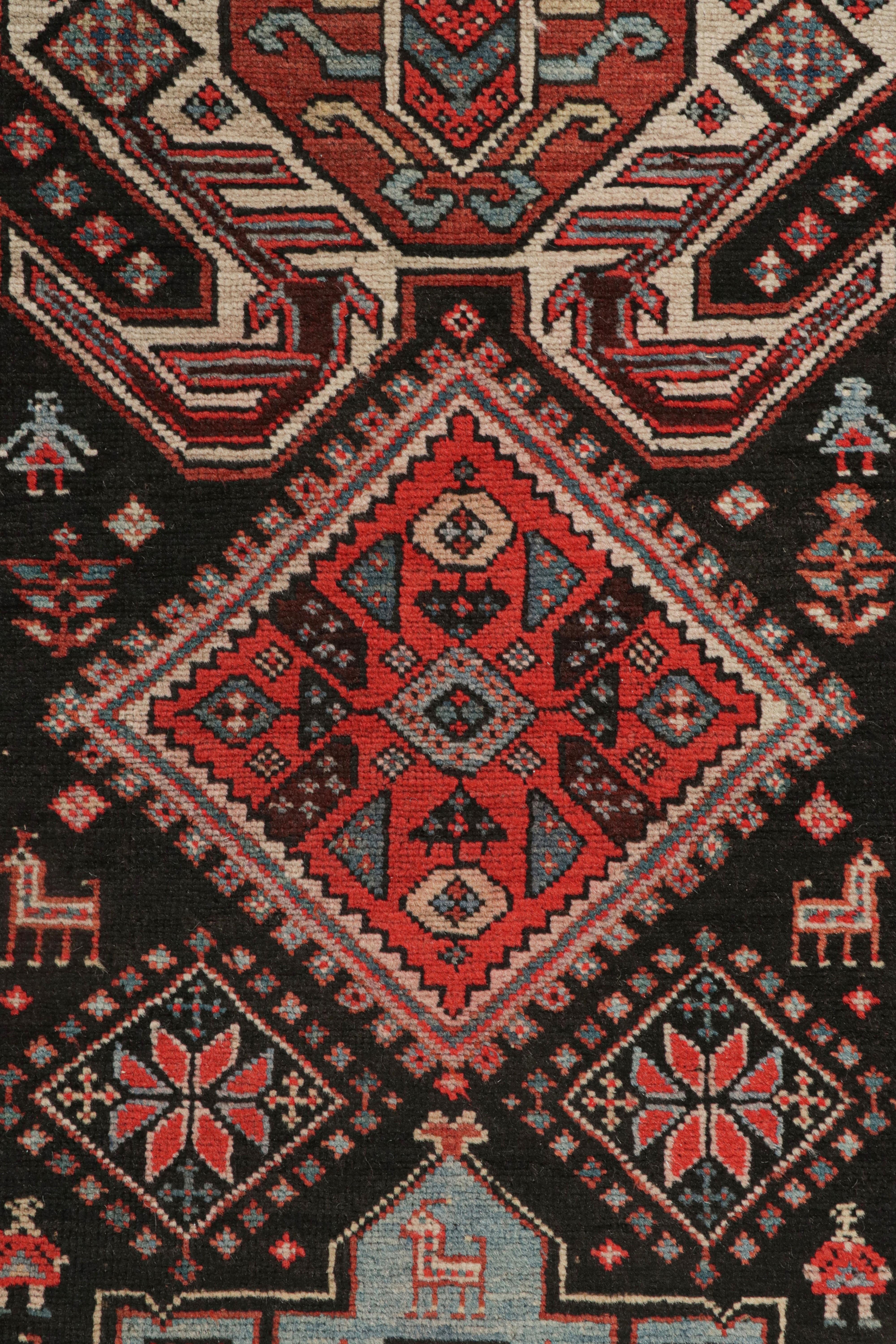 Late 19th Century Antique Lankeran Red, Black and Beige Wool Rug by Rug & Kilim For Sale