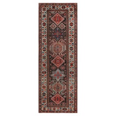 Antiker Lankeran-Teppich aus roter, schwarzer und beiger Wolle von Teppich & Kelim