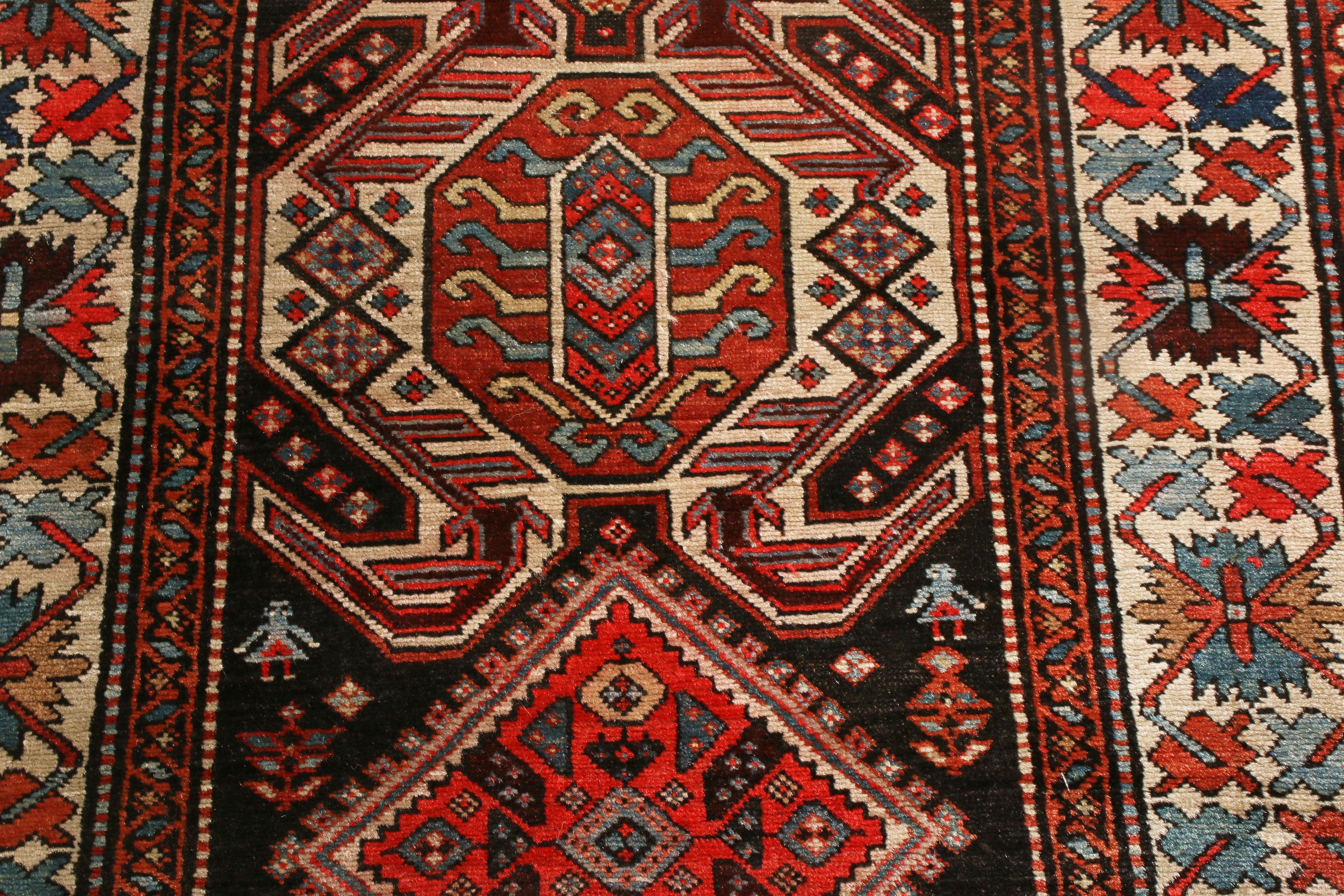 Antique Lankeran Red, Black and Beige Wool Rug by Rug & Kilim In Good Condition For Sale In Long Island City, NY