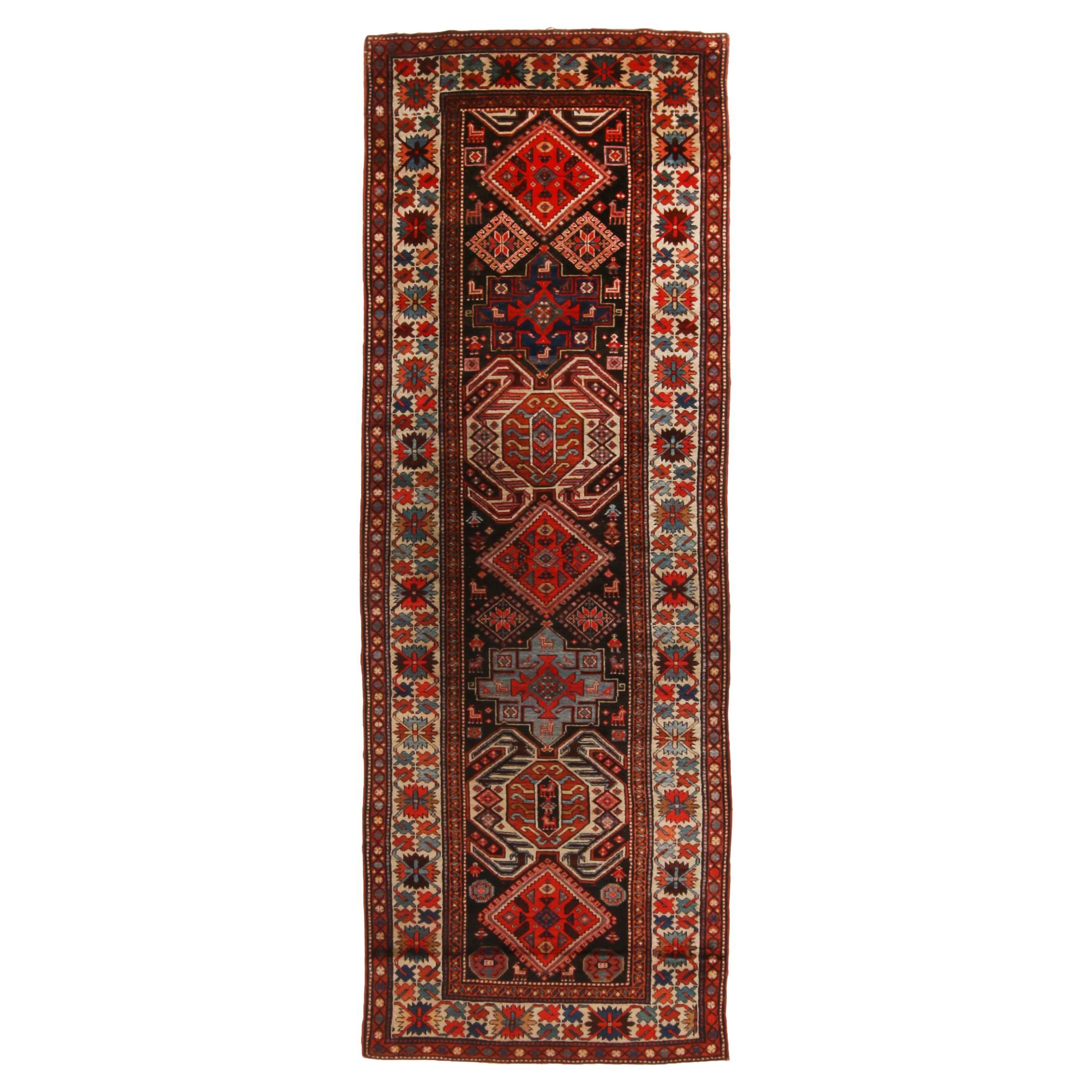 Antique Lankeran Red, Black and Beige Wool Rug by Rug & Kilim