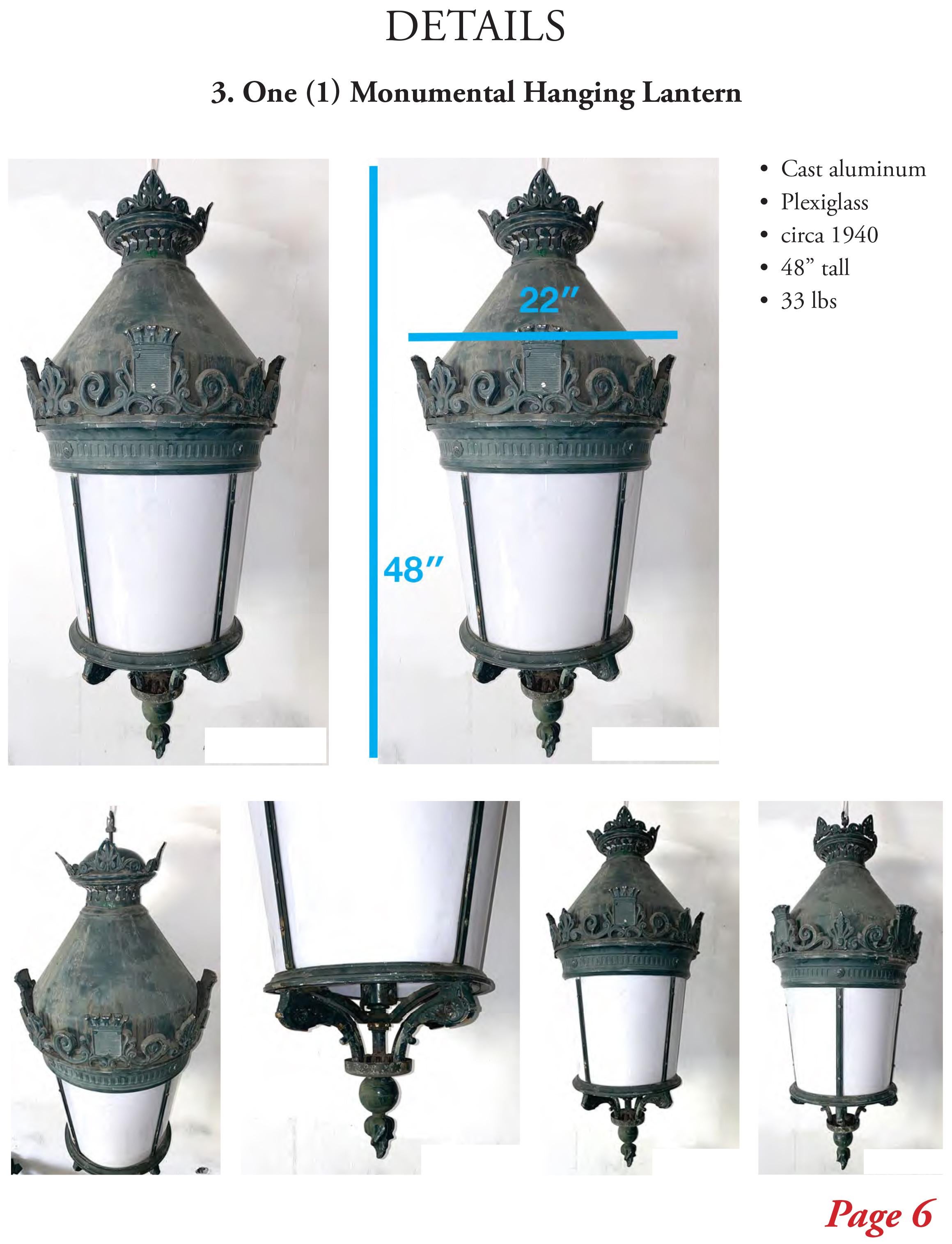 Antique Lantern French Palatial (#21 Pairs w/#22) 29 Avail. Buy 2+ Shipping FREE For Sale 8