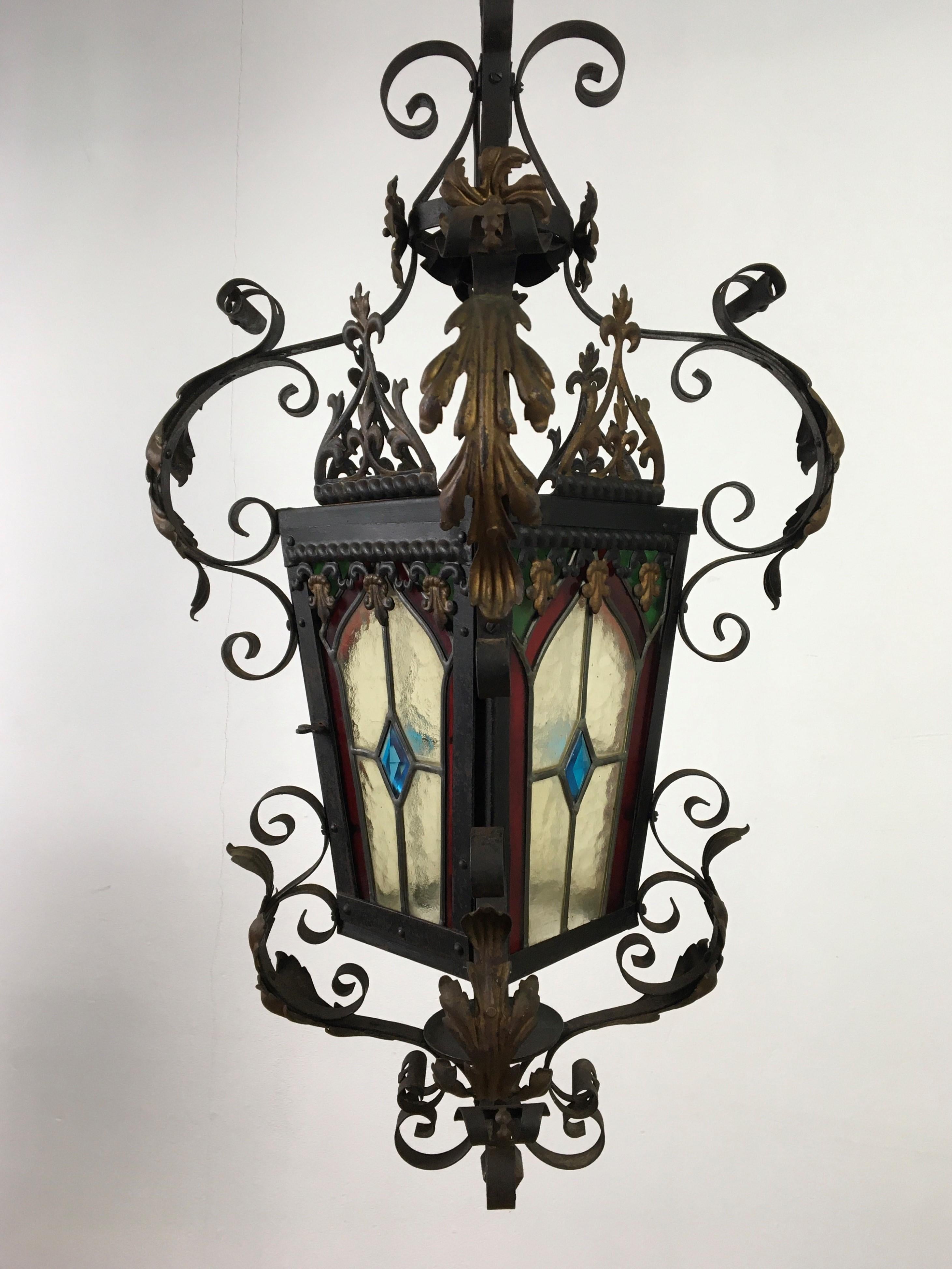 Antique Lantern Leaded Glass 7