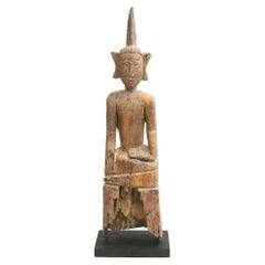 Antique Lao Folk Art Buddha Statue