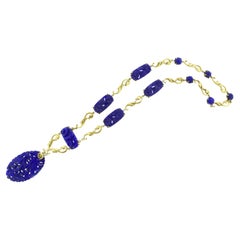 Antique Lapis and Gold Necklace, American by Walter Lampl, c. 1915.