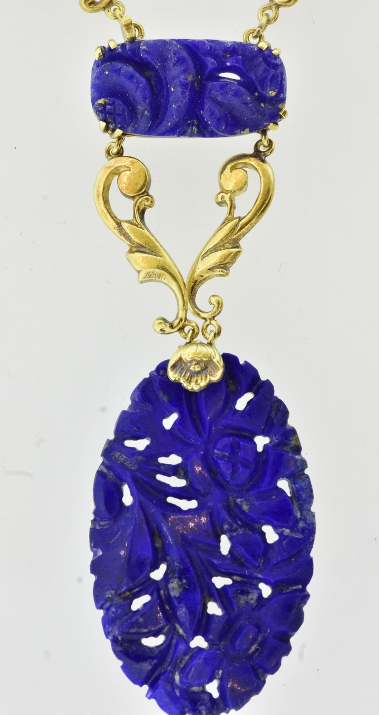 Antique Lapis and Gold Necklace, American, c 1910.  Walter Lampl In Excellent Condition For Sale In Aspen, CO