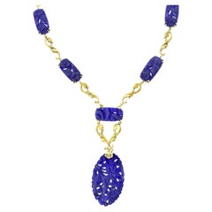 Antique Lapis and Gold Necklace, American, c 1910.  Walter Lampl